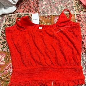 Elegant Red Lace Women’s Top